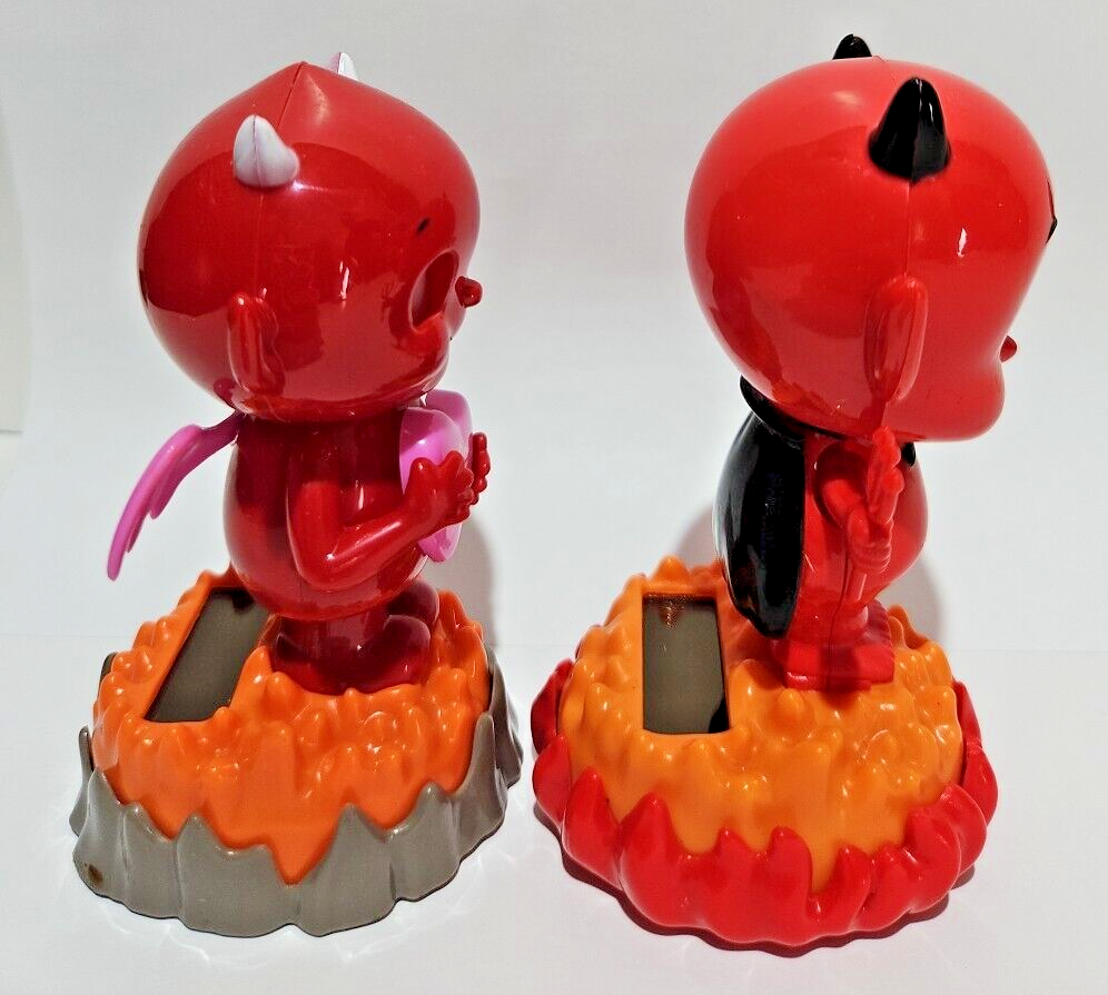 Valentine Devils Solar Powered Dancing Bobbles Car Desk Home Decor Set