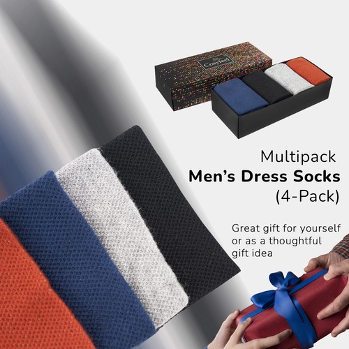 Cosyfeel® Men Dress Socks Bamboo Material (4-Pack) Soft 4 Seasons Seamless Toe - Picture 2 of 63