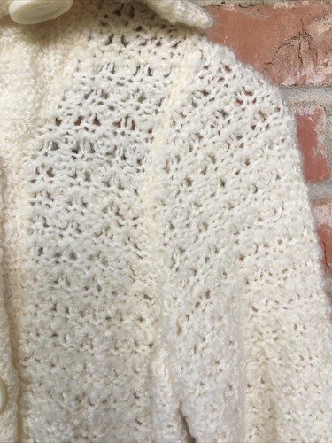 Xhilaration Girls M Ivory Button Front Sweater Chunky Knit Acrylic Wool EUC! - Picture 2 of 7