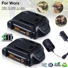 2X For WORX 20V MAX Extend Lithium Battery 20Volt WA3520 WA3525 WA3575 WG155