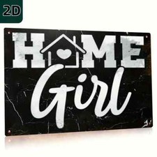 Home Girl Metal Wall Art Sign - 8x12 Inch, Rustic Black & White NEW- Realtor-