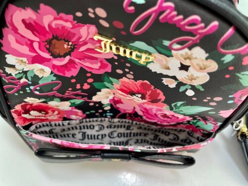 JUICY COUTURE Mochila con Bolsa ~ Negro Rosa Floral Cartera Bolso de Mano Viaje Nuevo con Etiquetas - Imagen 6 de 10