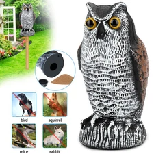 Vivid Owl Decoy Statue Protect Garden Yard Pest Repellent Bird Scarecrow Outdoor