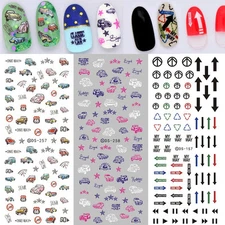 Nail Art Stickers Water Transfer Traffic Sign Arrow Direction Classic Car