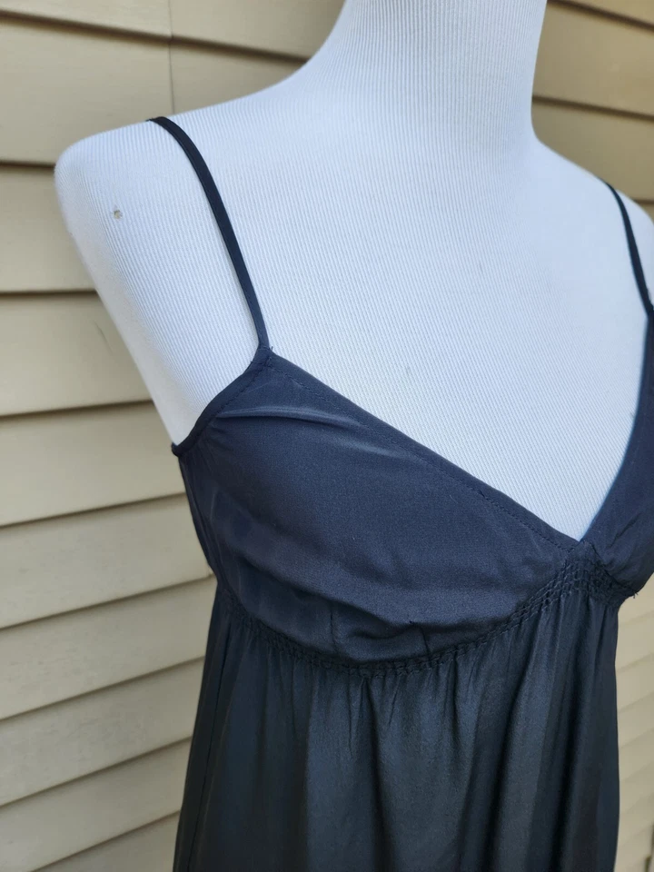 Maxi vestido sin mangas 12th Street Cynthia Vincent negro 100 % seda cuello en V P (XS) 61329 Foto 4 de 4