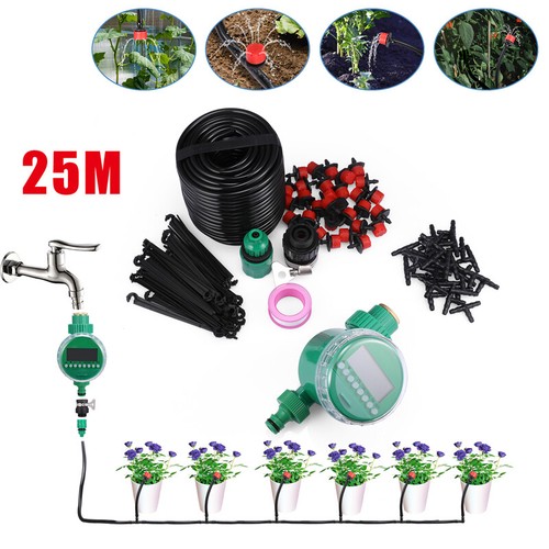 Drip Irrigation System Garden Self Watering Timer Plant Hose DIY Sprinkler Kit - Picture 26 of 60