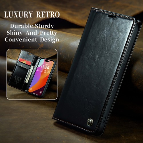 Funda de Cuero para iPhone 16 15 Pro Max 14/13/12/11 Abatible Billetera Soporte Teléfono Estuche - Imagen 22 de 60