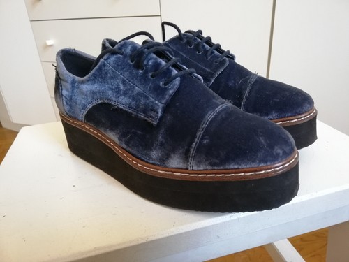 Creeper Shoes Carvela Kurt Geiger Blue Velvet 37 UK4 US6 Platform Plateau - Bild 5 von 9