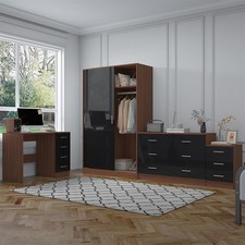 REFLECT Gloss 4pc Set - 2 Door Sliding Wardrobe + Wide Chest + Bedside + Desk