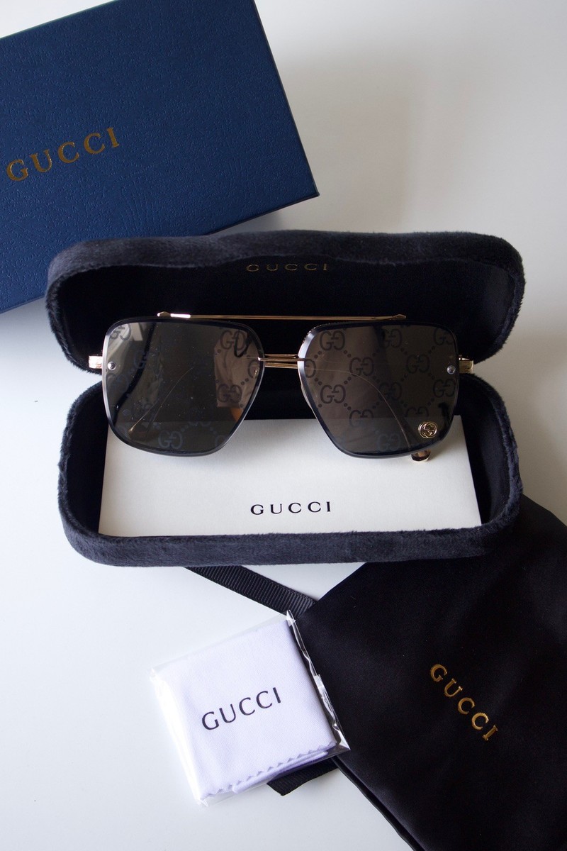 Gucci GG17482 Sunglasses – Gold Frame / GG Monogram Lenses (Small