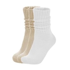 Slouch Socks Cream Scrunch Womens Sweater Cotton One Size Beige white beige