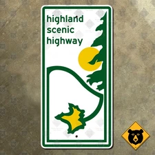 West Virginia Highland Scenic Highway marker road guide sign route 150 8x16