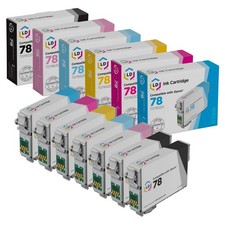 LD T078 Black and Color Ink Cartridges Set of 7 for Epson T078 78 RX580 RX595