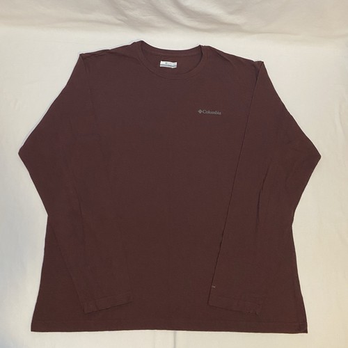 Columbia Men's Thistletown Hills Long Sleeve T-shirt Size XL Burgundy Gray Used - Picture 2 of 11