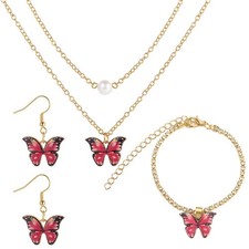 Butterfly Earrings Necklace Bracelets Set for Women Multicolor Butterfly Pendant