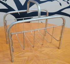 Vtg Brass Gold Metal Magazine Rack Mid Century Modern MCM Gold Boho Home Decor