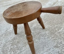 Vtg Authentic Furniture Products Handmade Screw Leg Round Milking Stool NL