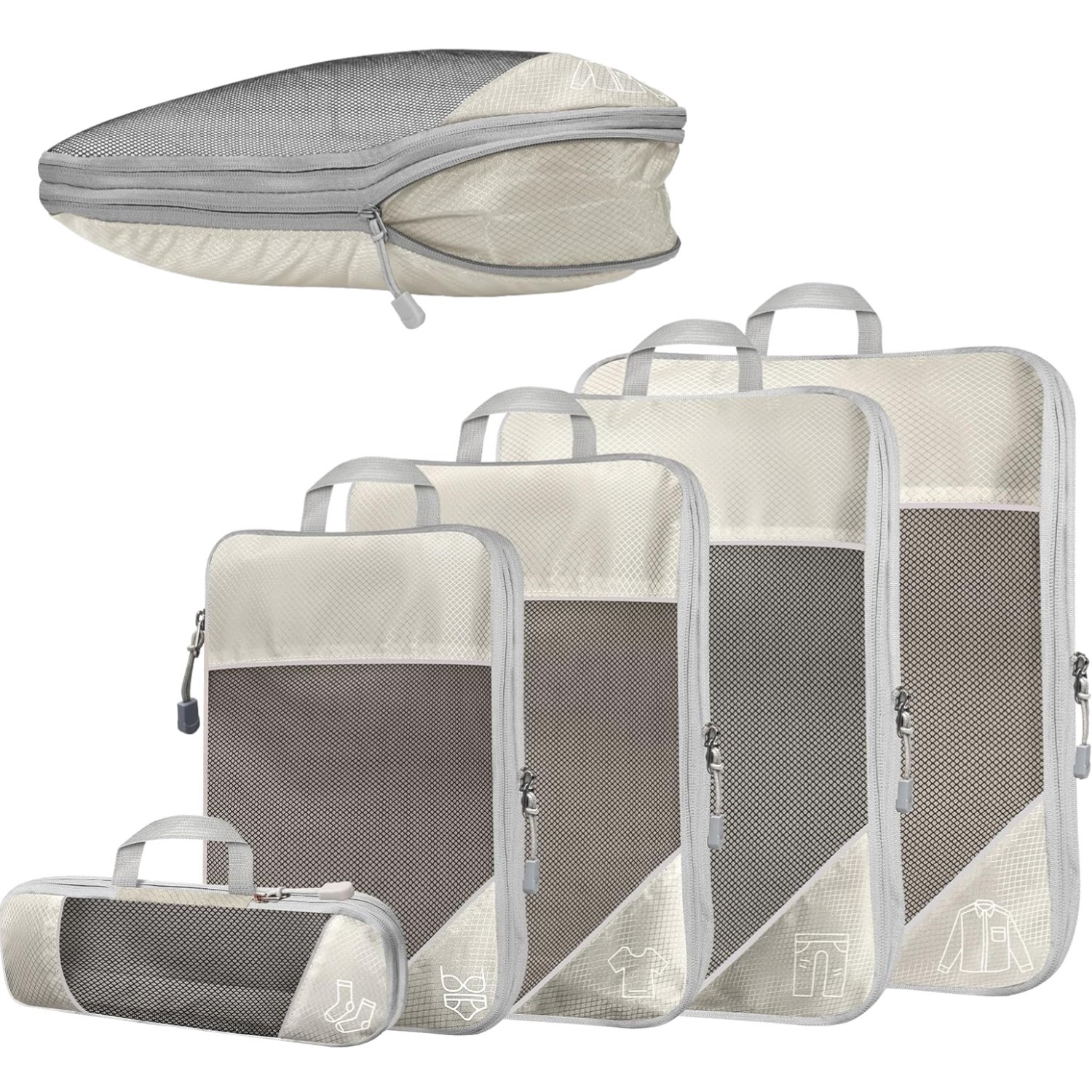 Sac rangement léger beige en nylon haute performance pour bagage
