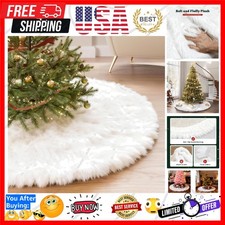 48inch 2025 Update Wool Fur White Tree Skirt Small Christmas Tree Skirt Snowy...