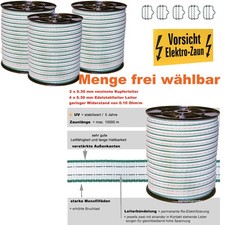Weidezaunband 20mm Star weiss-gr&uuml;n 0.10Ohm/m 2 Kupfer+4 Niroleiter L&auml;nge w&auml;hlbar