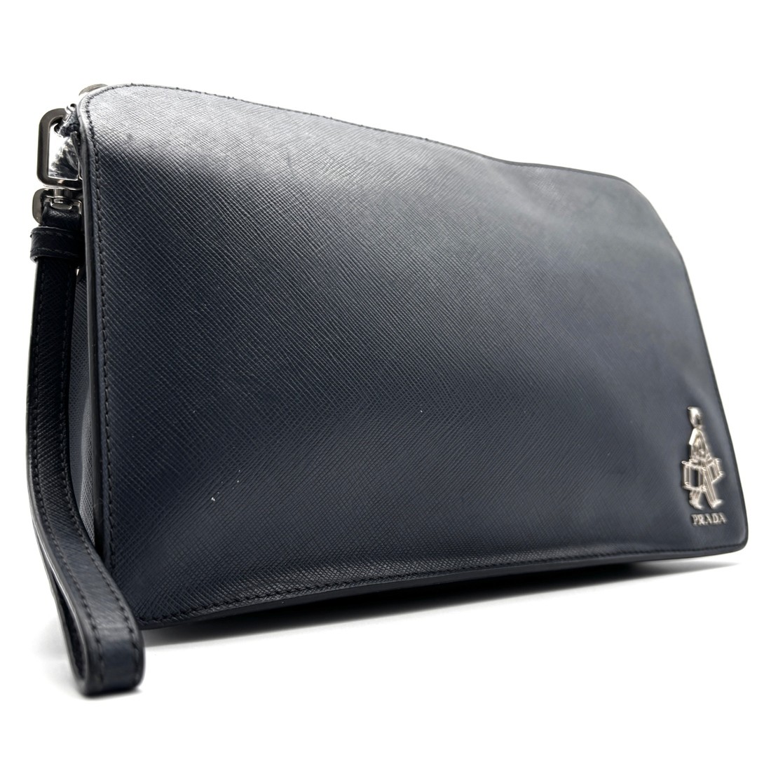 PRADA PORTER Collaboration Hotel Man Clutch Bag Logo White Tag Small Item Holde