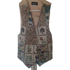 Vintage 90s Tapestry Vest By Nadia. Teachercor, Boho, Garden Girl. Sz. Large