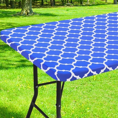 Smiry Rectangle Picnic Table Cover, Waterproof Elastic Fitted Camping Tablecl...
