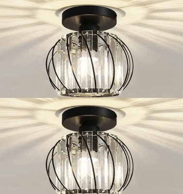 2x Kronleuchter Kristall Decken Leuchten Halb Unterputz Rund Lampe E27