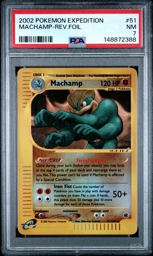 MACHAMP REVERSE HOLO 51/165 EXPEDITION POKEMON PSA 7