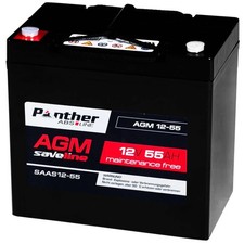 Panther Akku AGM 55Ah 12V Blei-Akku Batterie USV ZYKLENFEST statt 50Ah 60Ah Gel
