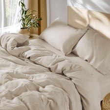 100 French Linen Duvet Cover Queen Size, Soft Breathable for Hot Sleepers, M...