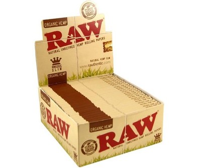 Raw King Size Slim Bio Hanf Blättchen - volle Box mit 50 Heften