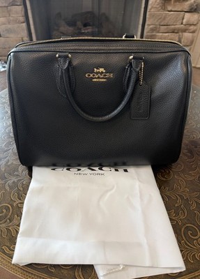Coach large rowan satchel black pebbled leather without strap CES11