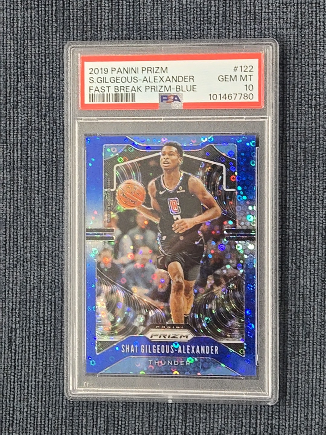 2019 Panini Prizm Shai Gilgeous-Alexander Fast Break Blue 170/175 #122 PSA 10