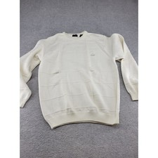IZOD Mens Sweater Cream White Crew Neck Long Sleeve Cotton Size L