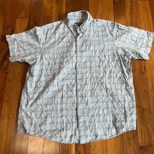 Eddie Bauer Men's XL Blue Plaid Short Sleeve Button-Up Shirt