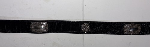Brighton Black Croc Leather Concho Waist Belt size 36 Embellished Silver M42203 - Picture 5 of 13