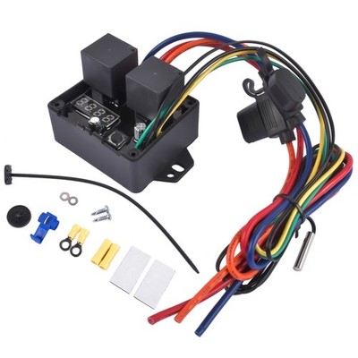For12/24V Cooling System Digital Electric Thermatic Dual Electric Fan Switch Kit