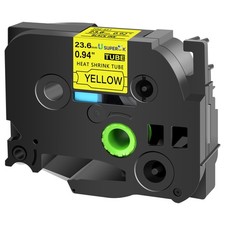 Fit For Brother P-Touch Ratio 2:1 HSe-651 Heat Shrink Tube Black on Yellow 24mm