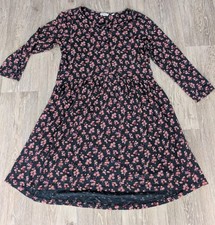 Fat Face UK 10 Nina Prairie Dress Jersey Knee Length Floral Pockets 3/4 Sleeve 