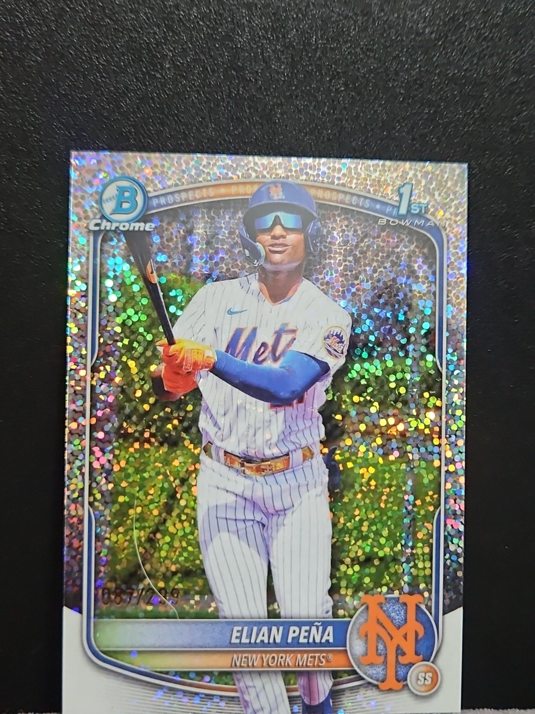 ELIAN PENA 2025 BOWMAN CHROME 1ST MINI DIAMOND REFRACTOR METS # Bcp 155
