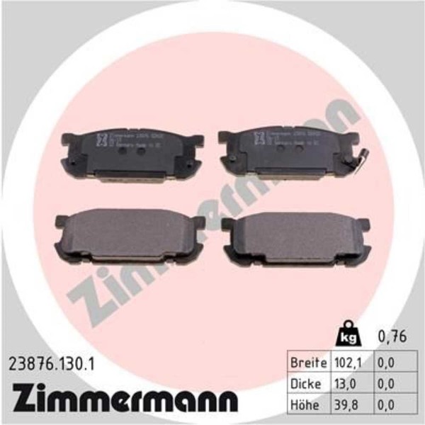 Zimmermann BremsbeläGe Bremsbelegsatz Hinten FüR Mazda MX-5 II-image