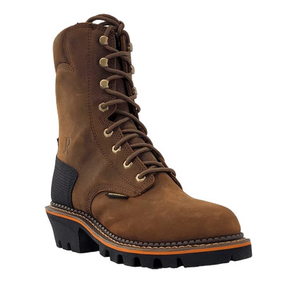 R.Watson Men's Peanut Cowhide Brown Logger Work Boot RW1300-WP