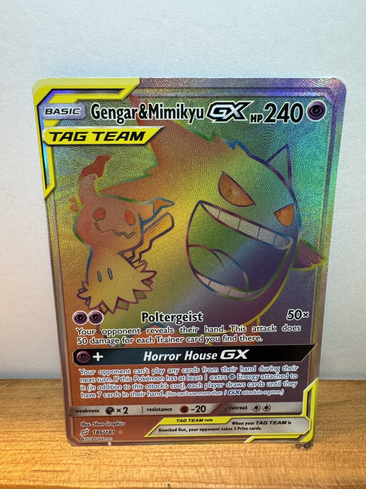 Gengar & Mimikyu GX 186/181 Team Up Holo Pokemon MP