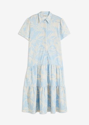 Neu Polo-Shirtkleid Gr. 50 Hellblau Freizeitkleid Midi Jerseykleid Casual-Dress
