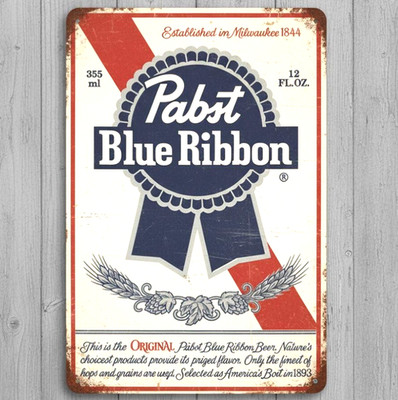 Pabst Blue Ribbon Beer 8 x 12 Novelty Vintage Metal Sign Shrink-Wrapped