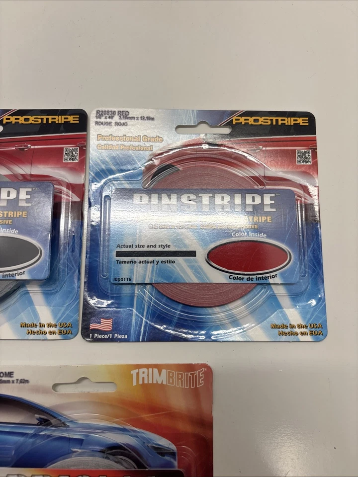 3-Pinstripe Rolls (1-Black 1/4-40ft)(1-Red 1/8-40ft)(1-Chrome 1/4-25ft) — 第 3/4 张图片