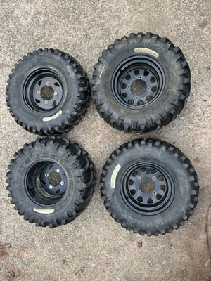 #ad 02 03 KAWASAKI PRAIRIE 650 FRONT REAR WHEELS RIMS amp; TIRES 4 137 KENDA BEARCLAW $400.00