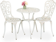 Set Da Bistrot Da 3, Tavolino Da Giardino, 2 Sedie Da Balcone, in Alluminio Stil