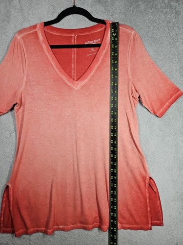 Túnica favorita tórrida súper suave cuello en V aberturas laterales camiseta ombre salmón naranja talla 00 - Imagen 3 de 13